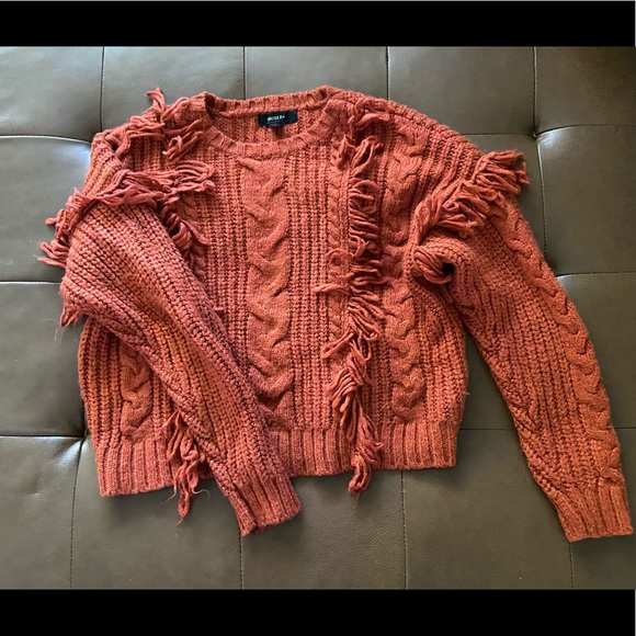 Forever 21 Sweaters - F21 Forever 21 Plus Burn Orange Fringe Chunky Sweater Pullover 0X Boho